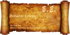Boháts Ervin névjegykártya