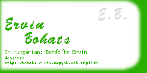 ervin bohats business card